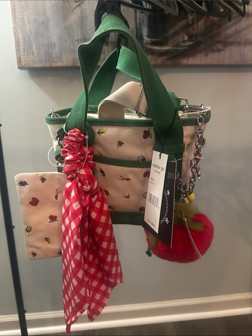 Madden Girl Canvas Mini Tote Bag with Vegetable Print